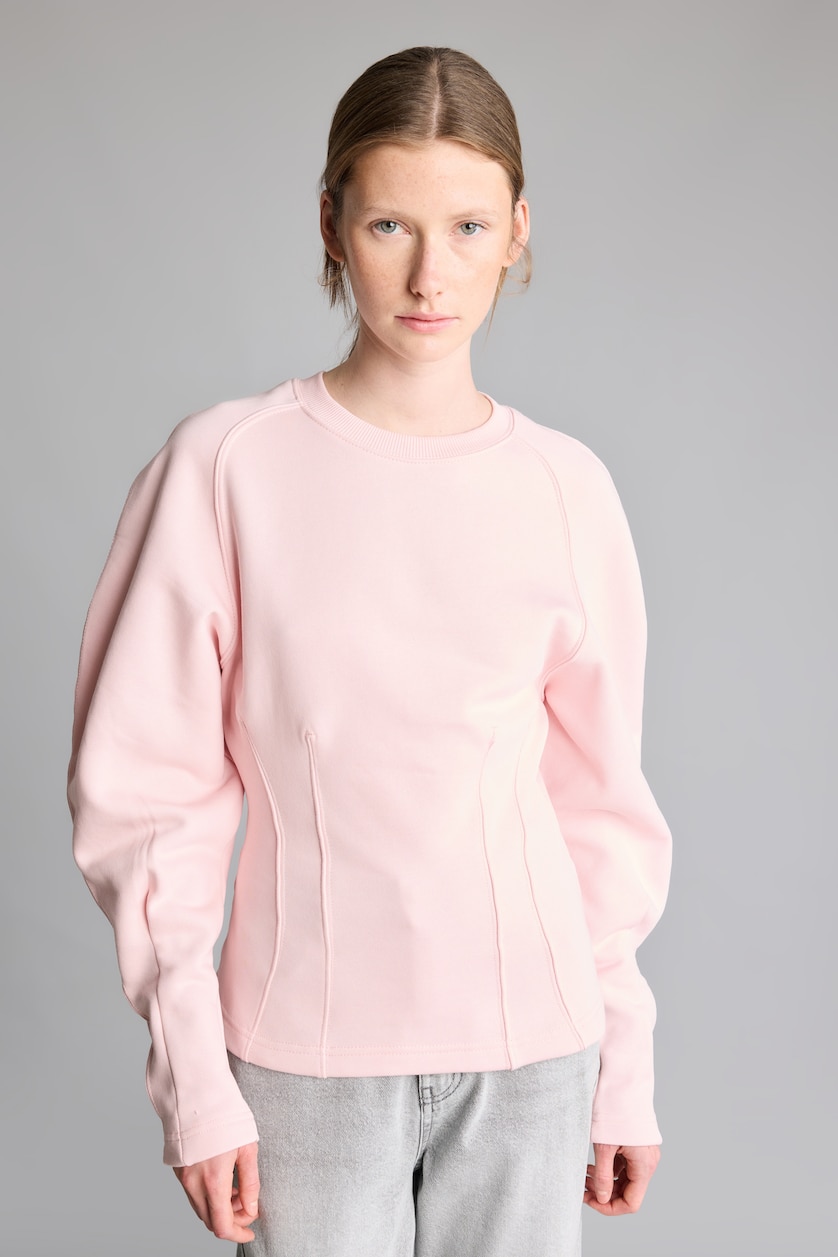 Kadın Pembe Slim Fit Pens Detaylı Basic Sweatshirt