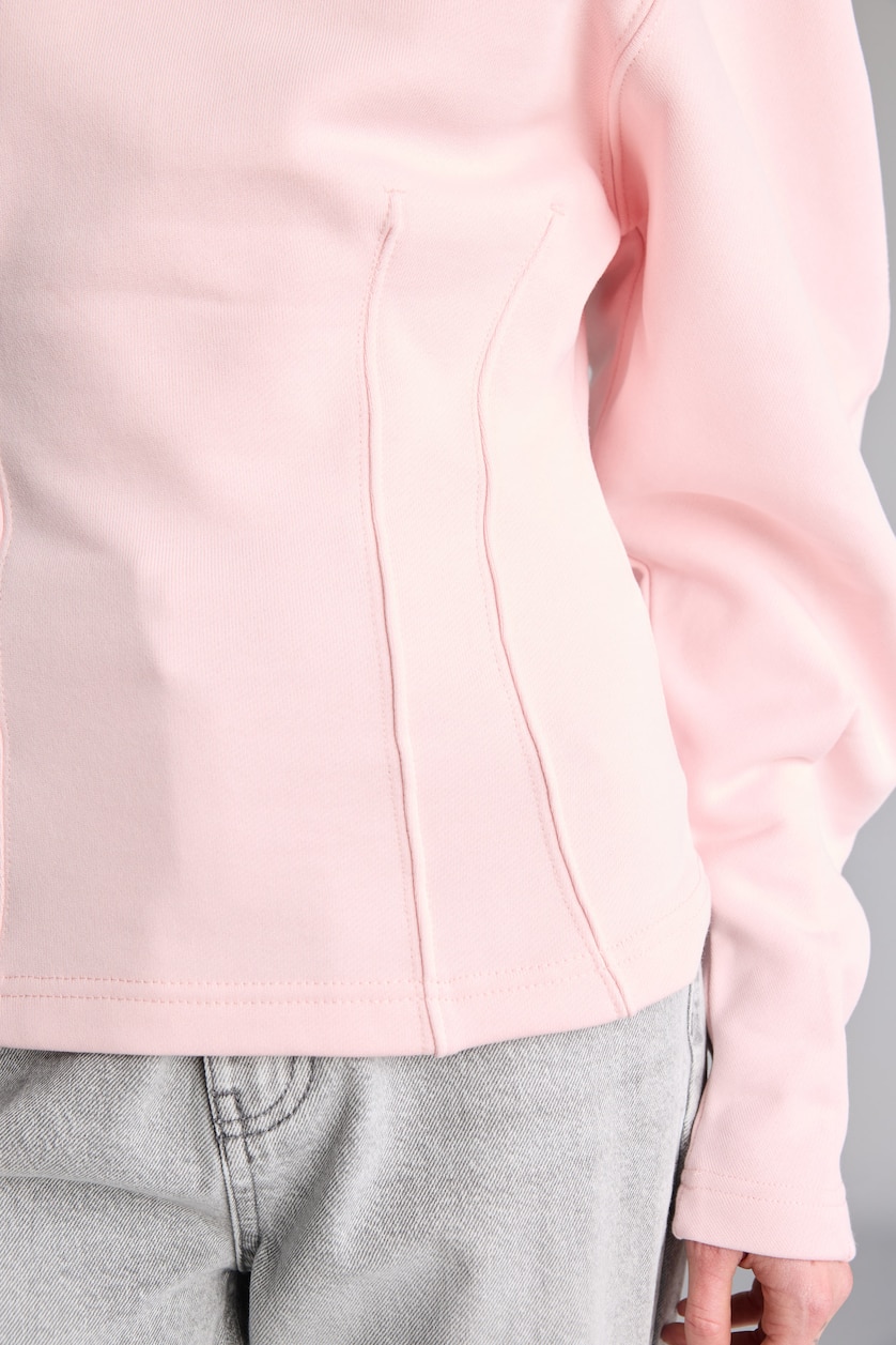 Kadın Pembe Slim Fit Pens Detaylı Basic Sweatshirt