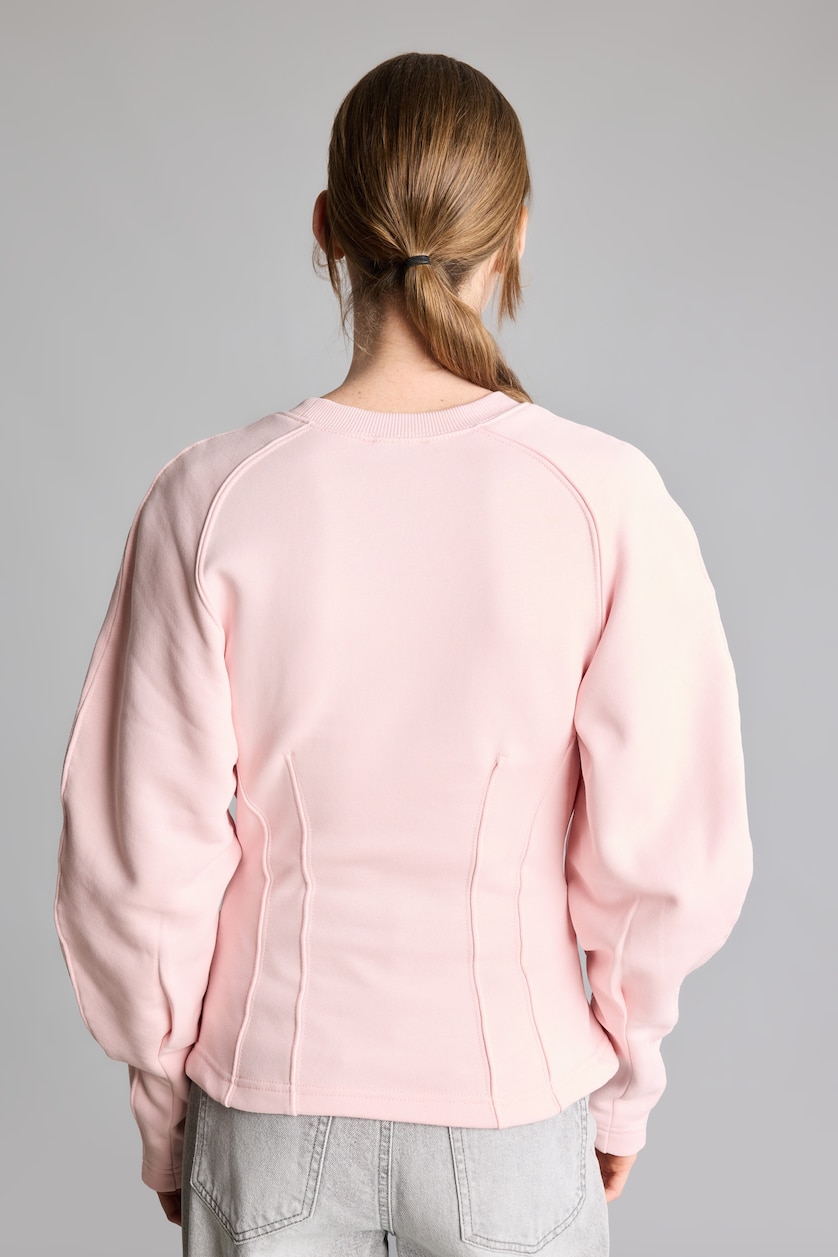Kadın Pembe Slim Fit Pens Detaylı Basic Sweatshirt