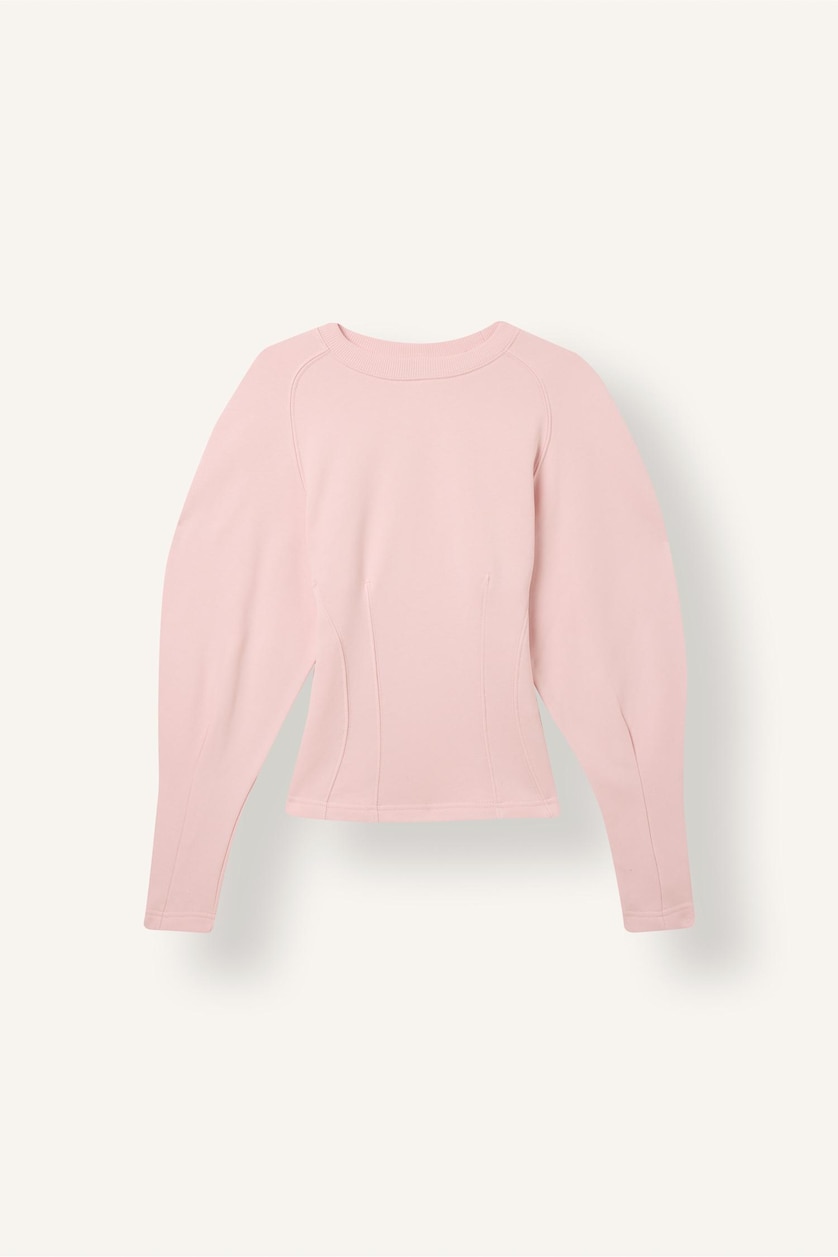 Kadın Pembe Slim Fit Pens Detaylı Basic Sweatshirt