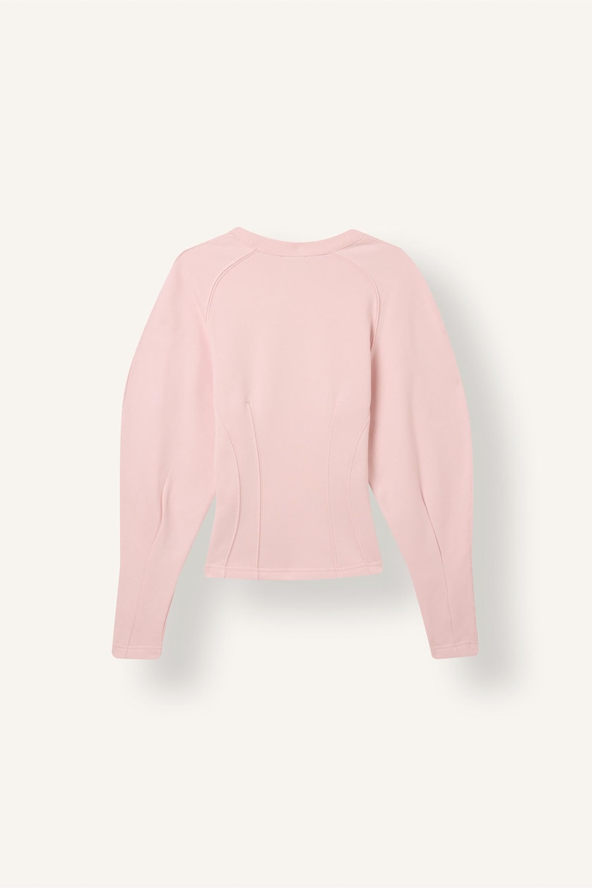 Kadın Pembe Slim Fit Pens Detaylı Basic Sweatshirt