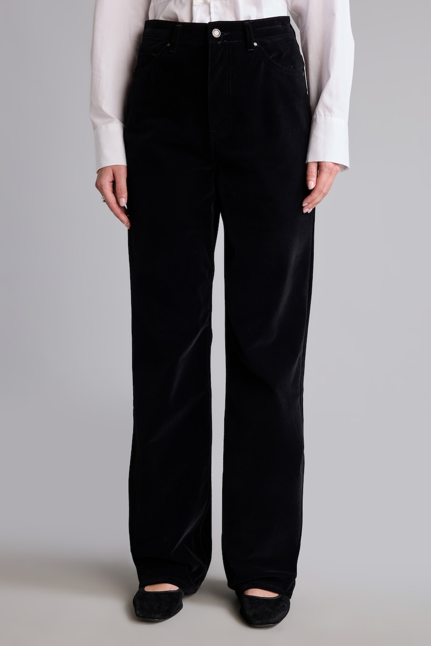 Women Black High Waist Straight Fit Trousers