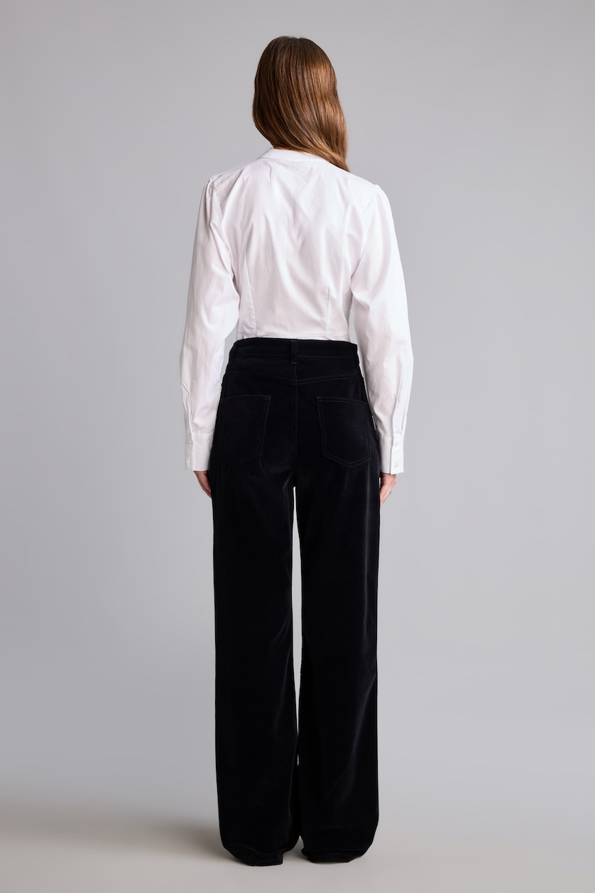 Women Black High Waist Straight Fit Trousers