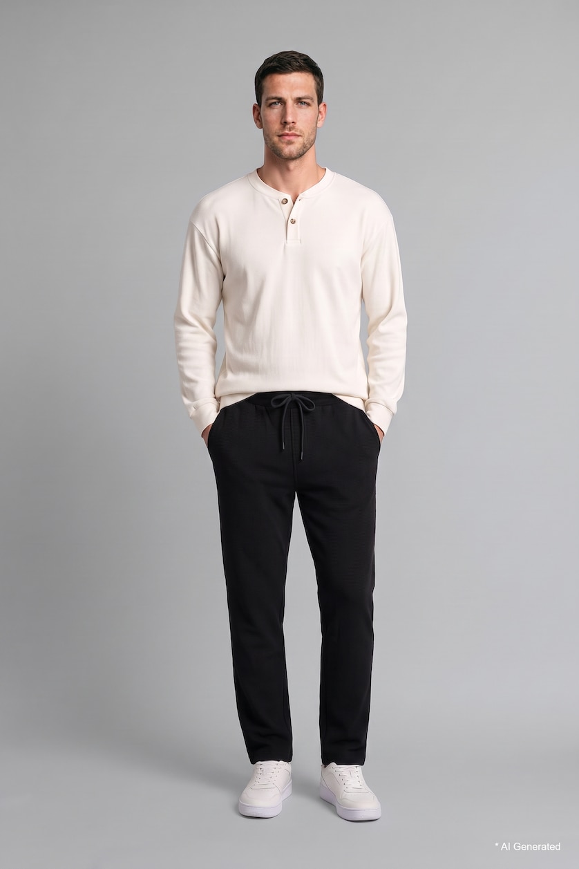 Man Black Regular Fit Trousers