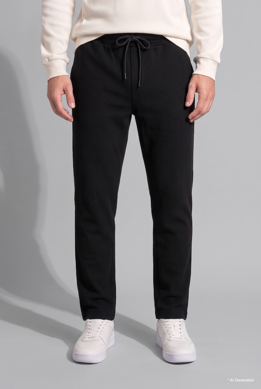 Man Black Regular Fit Trousers