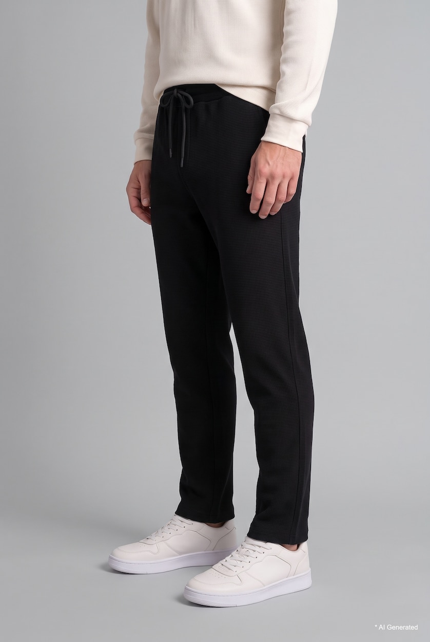 Man Black Regular Fit Trousers