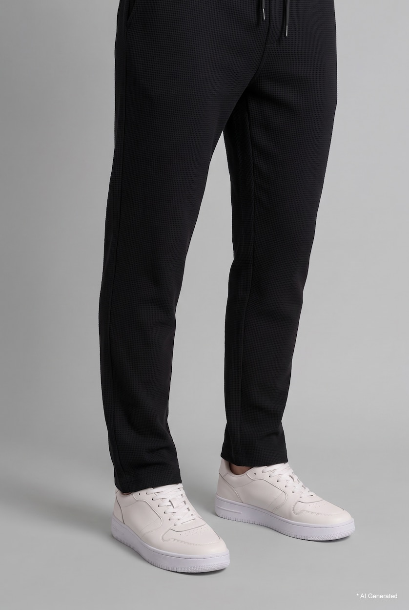 Man Black Regular Fit Trousers