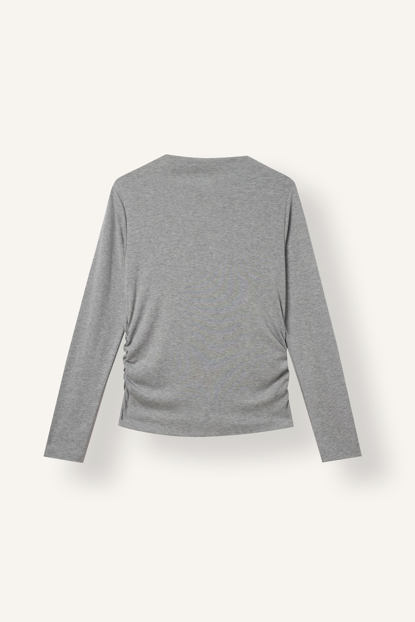 Women Light Grey Melange Regular Fit Long Sleeve T-Shirt