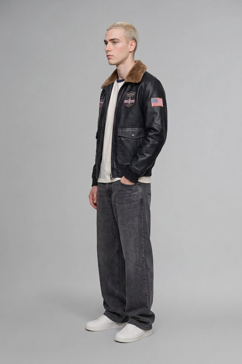 Erkek Antrasit Baggy Fıt Jean
