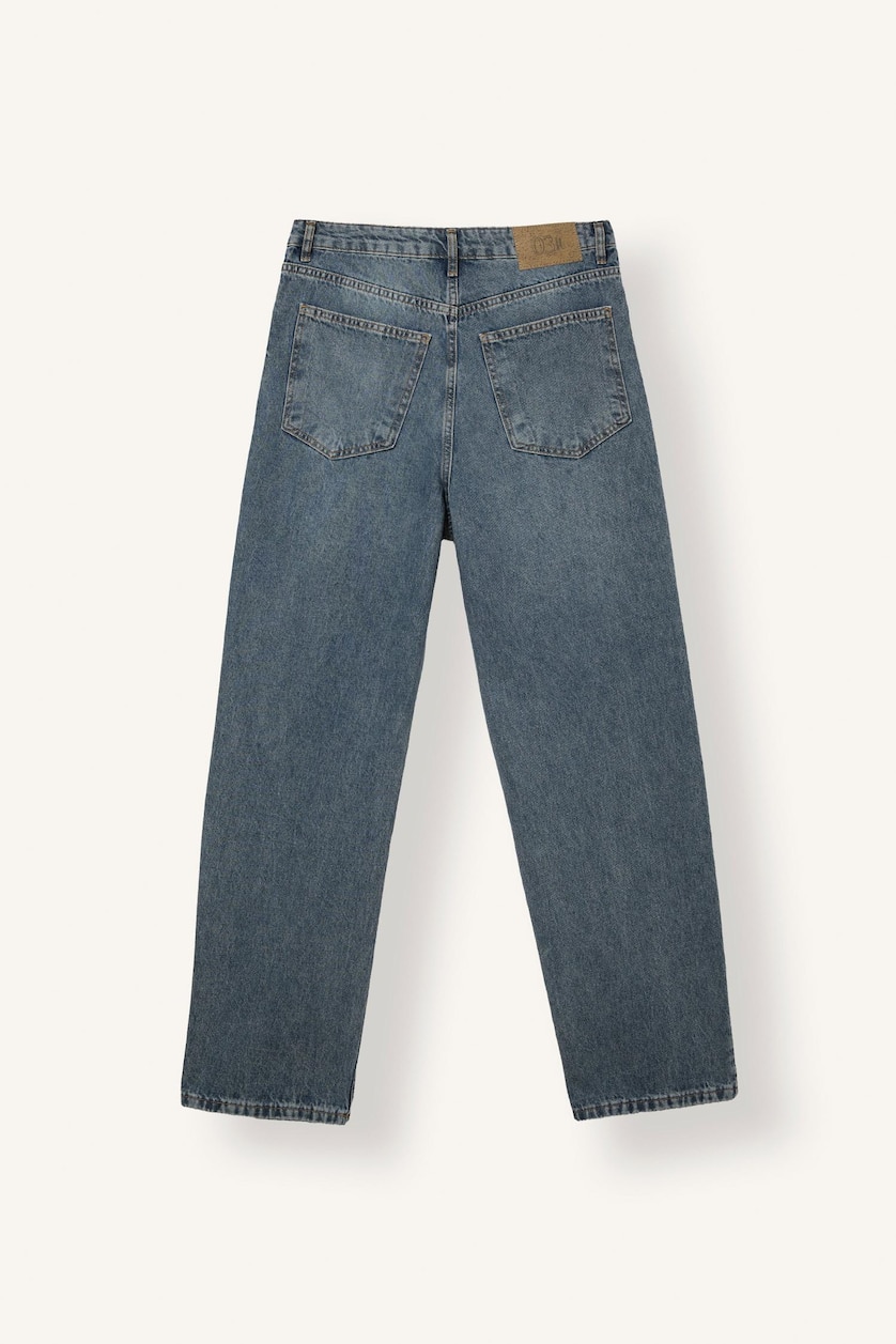 Erkek Mavi Gri Baggy Fıt Jean