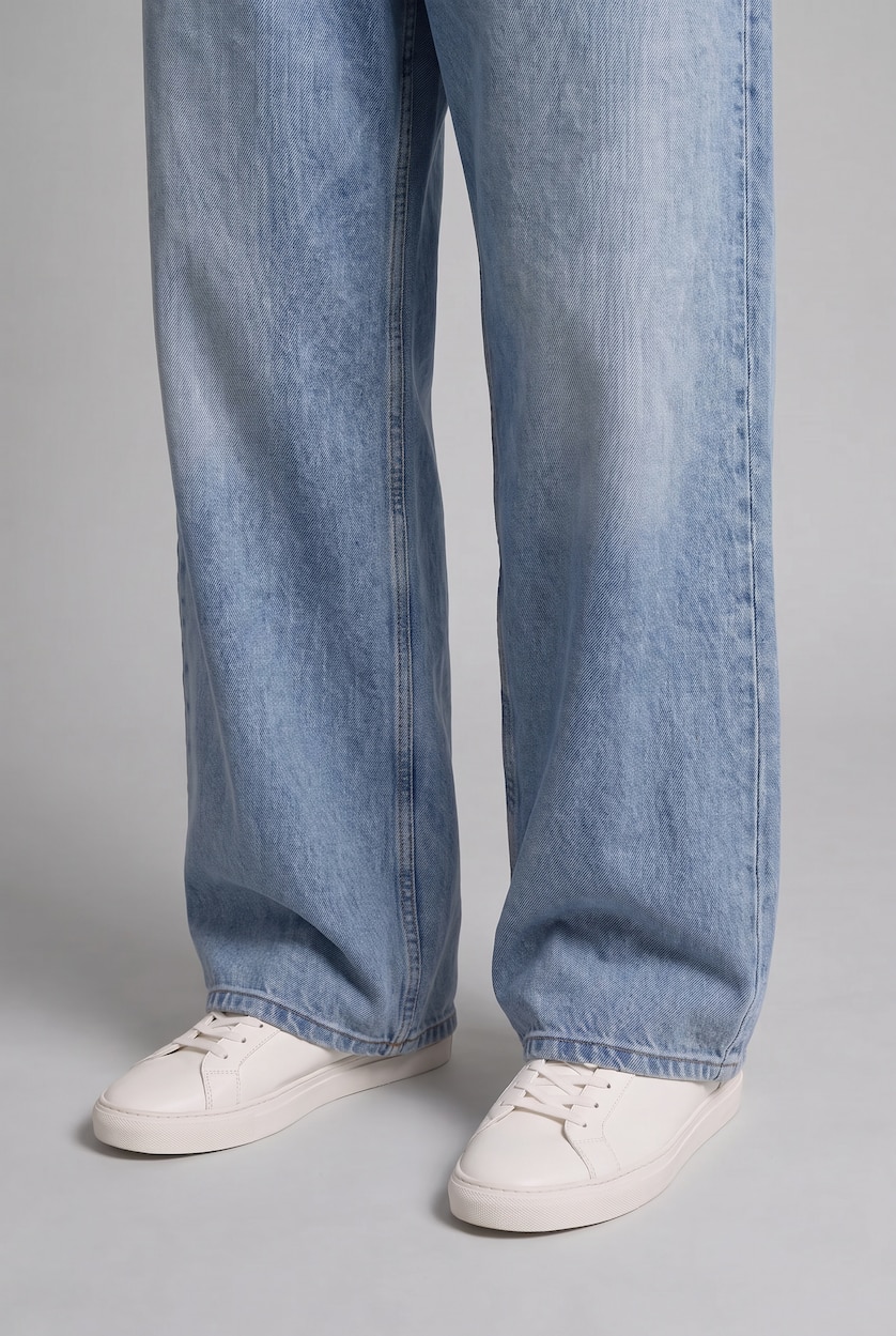 رجال أزرق Normal Waist Baggy Fit Trousers
