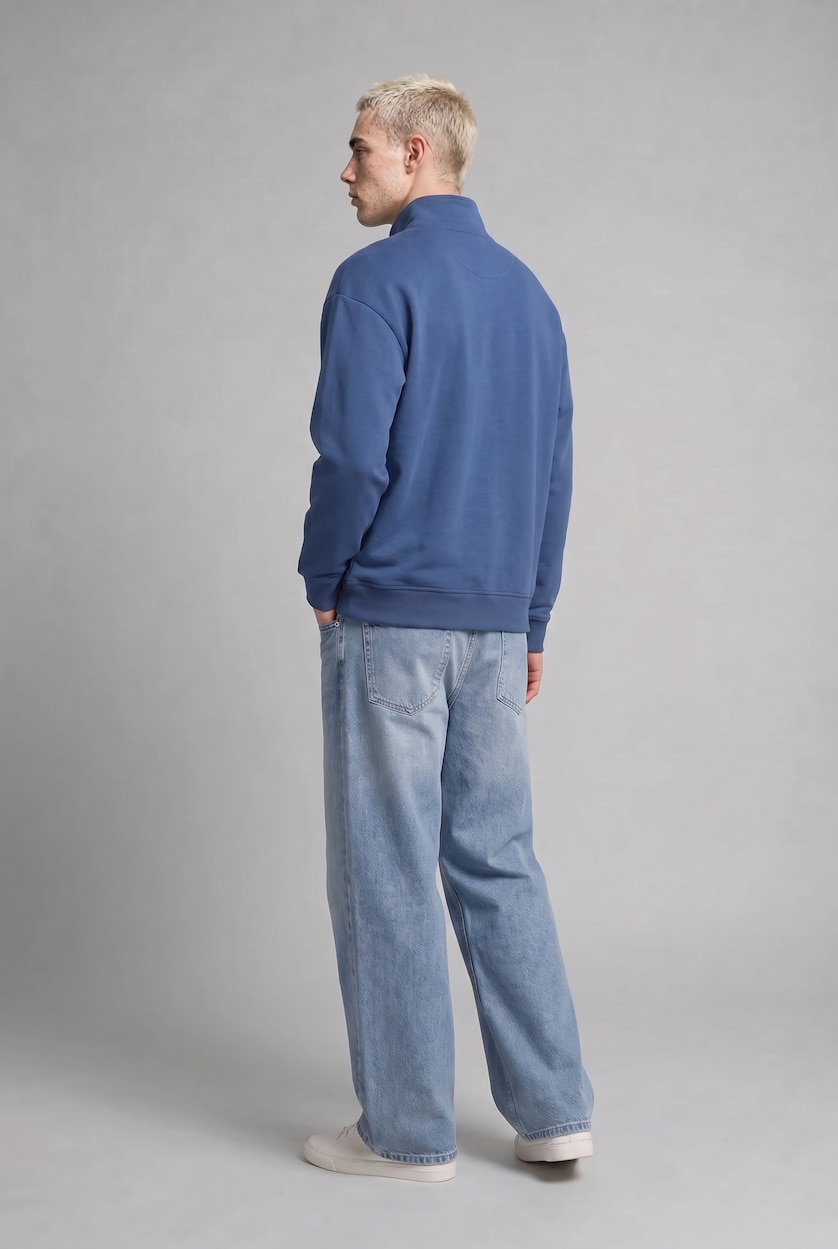 رجال أزرق Normal Waist Baggy Fit Trousers