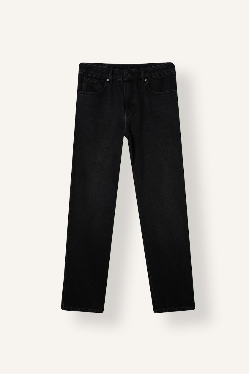 Men Black Normal Waist Straight Fit Trousers