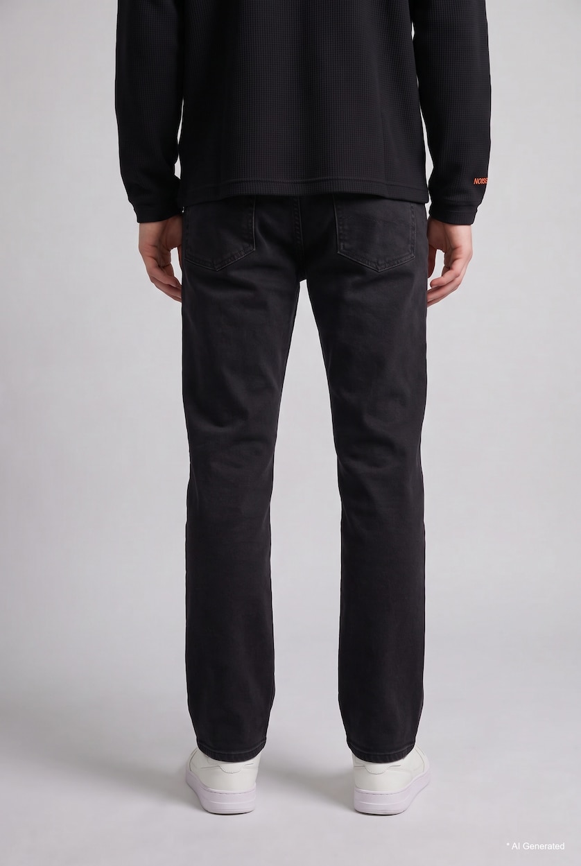 MAN Black Straight-Fit Regular-Waist Jeans