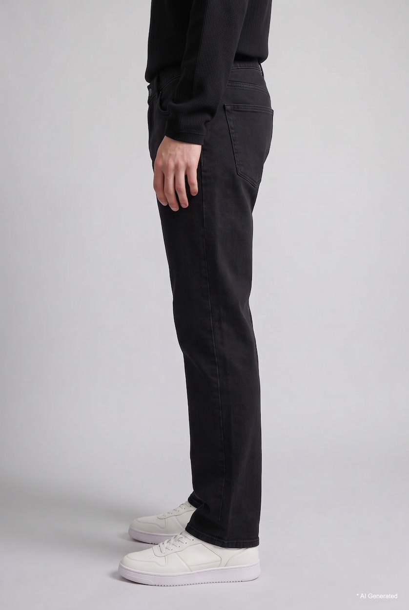 MAN Black Straight-Fit Regular-Waist Jeans