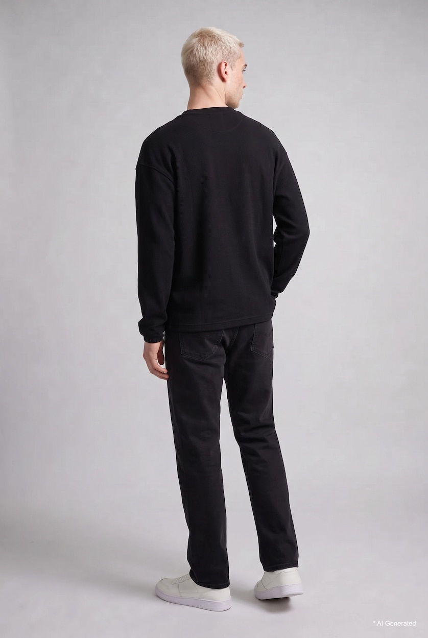 MAN Black Straight-Fit Regular-Waist Jeans