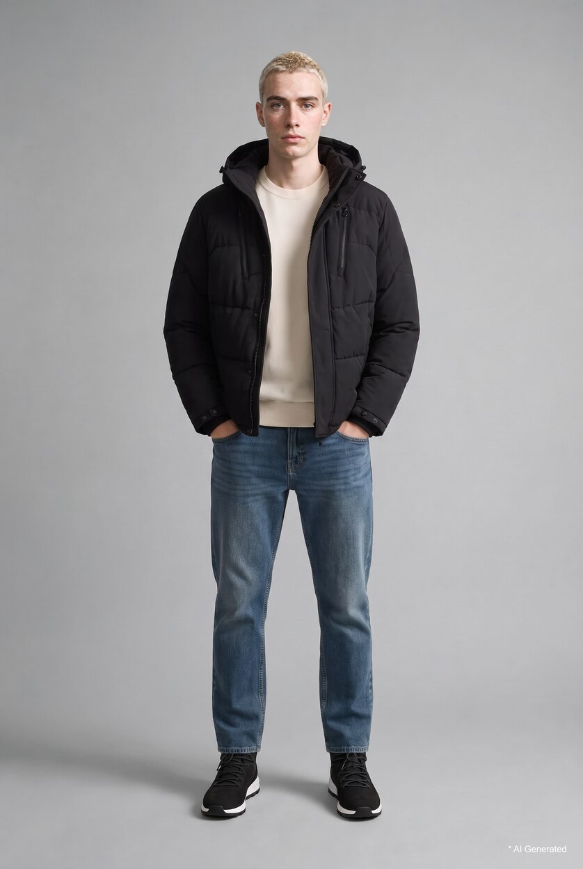 Erkek Koyu Yeşil Straight Fıt Jean