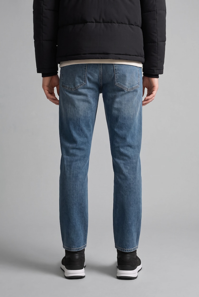 Erkek Koyu Yeşil Straight Fıt Jean