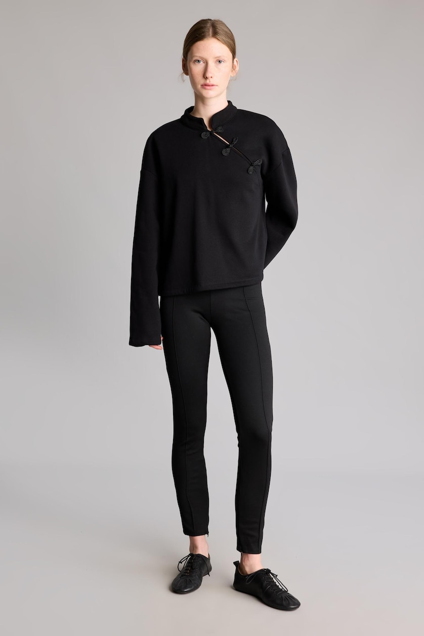 Women Black Elastic Band Leggings