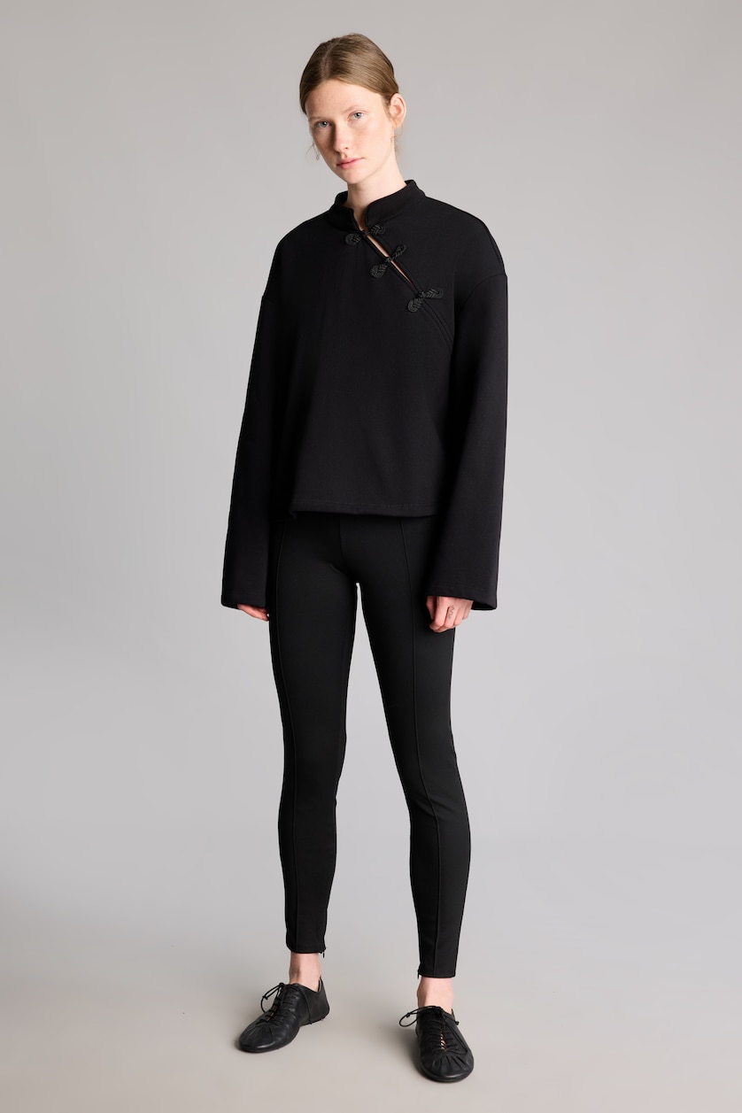 Women Black Elastic Band Leggings