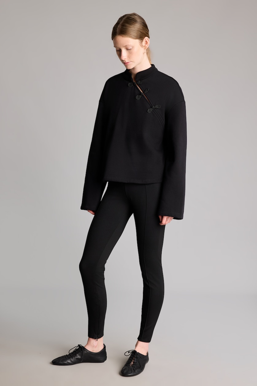 Women Black Elastic Band Leggings