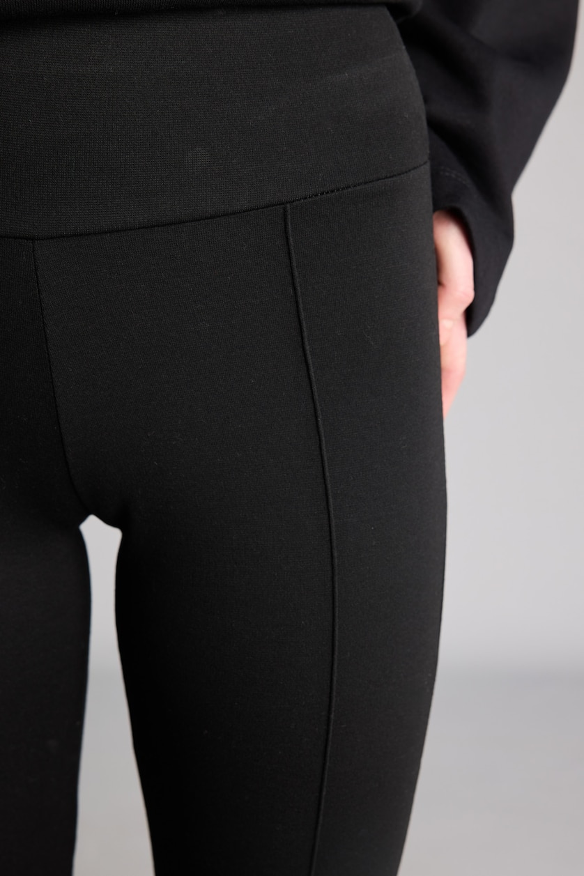 Women Black Elastic Band Leggings