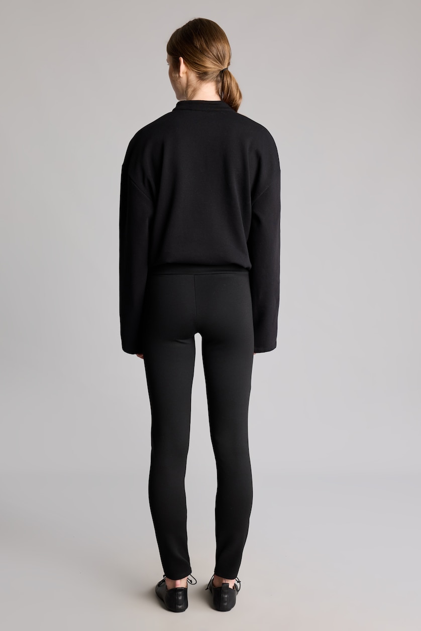 Women Black Elastic Band Leggings