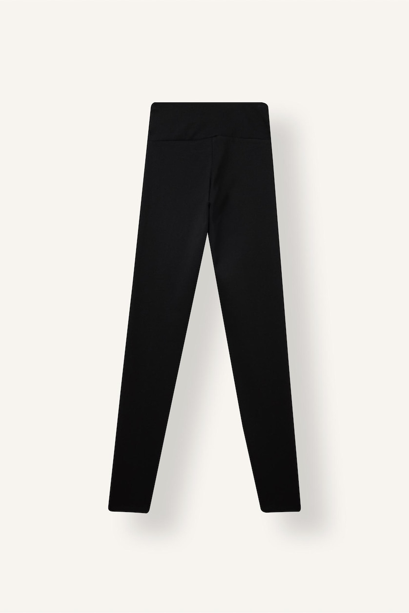 Women Black Elastic Band Leggings