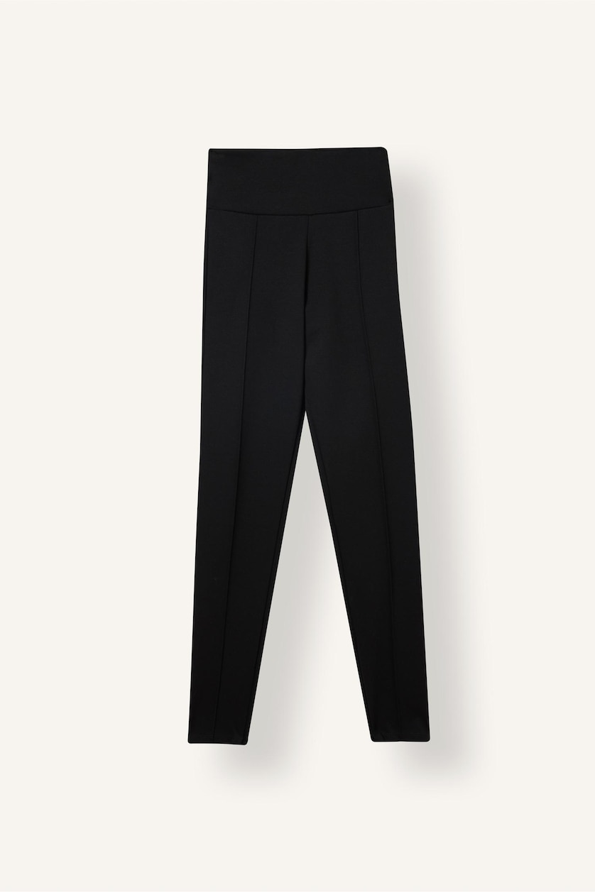 Women Black Elastic Band Leggings