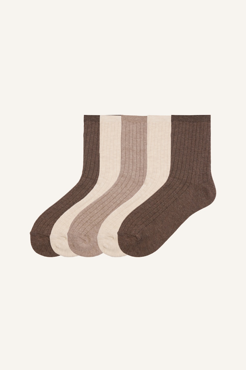 Women Brown 5 Piece Cotton Long sock