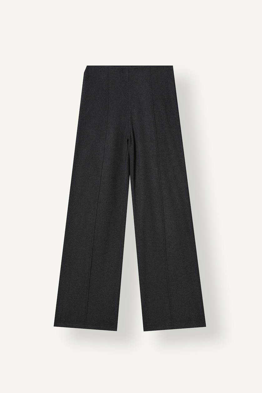Women Anthracite Melange Wide Leg Trousers