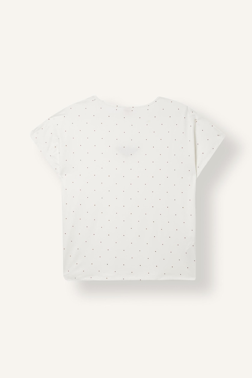 Kadın Ekru Regular Fit V Yaka Desenli Pijama Takım
