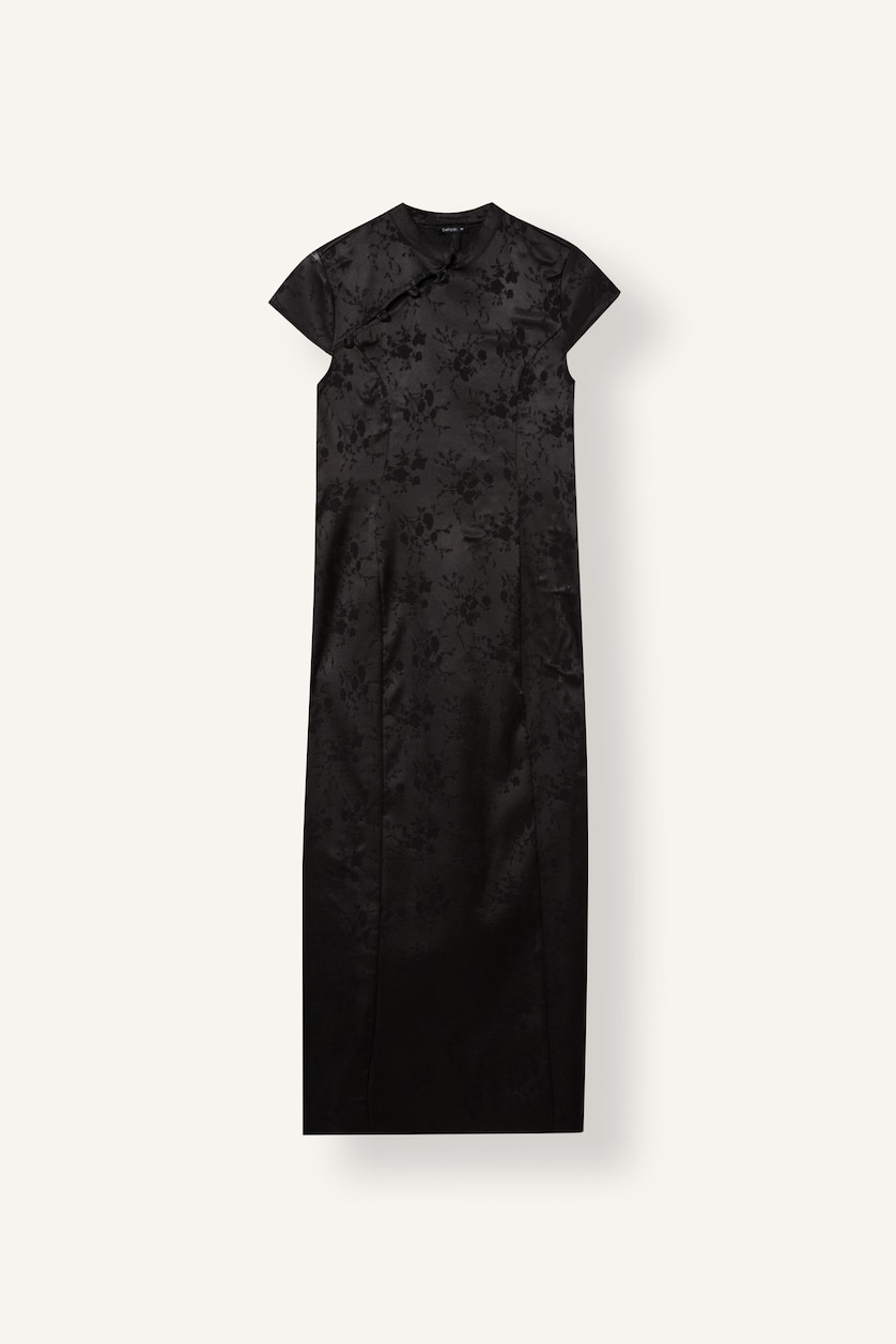 Women Black Satin Midi Dress