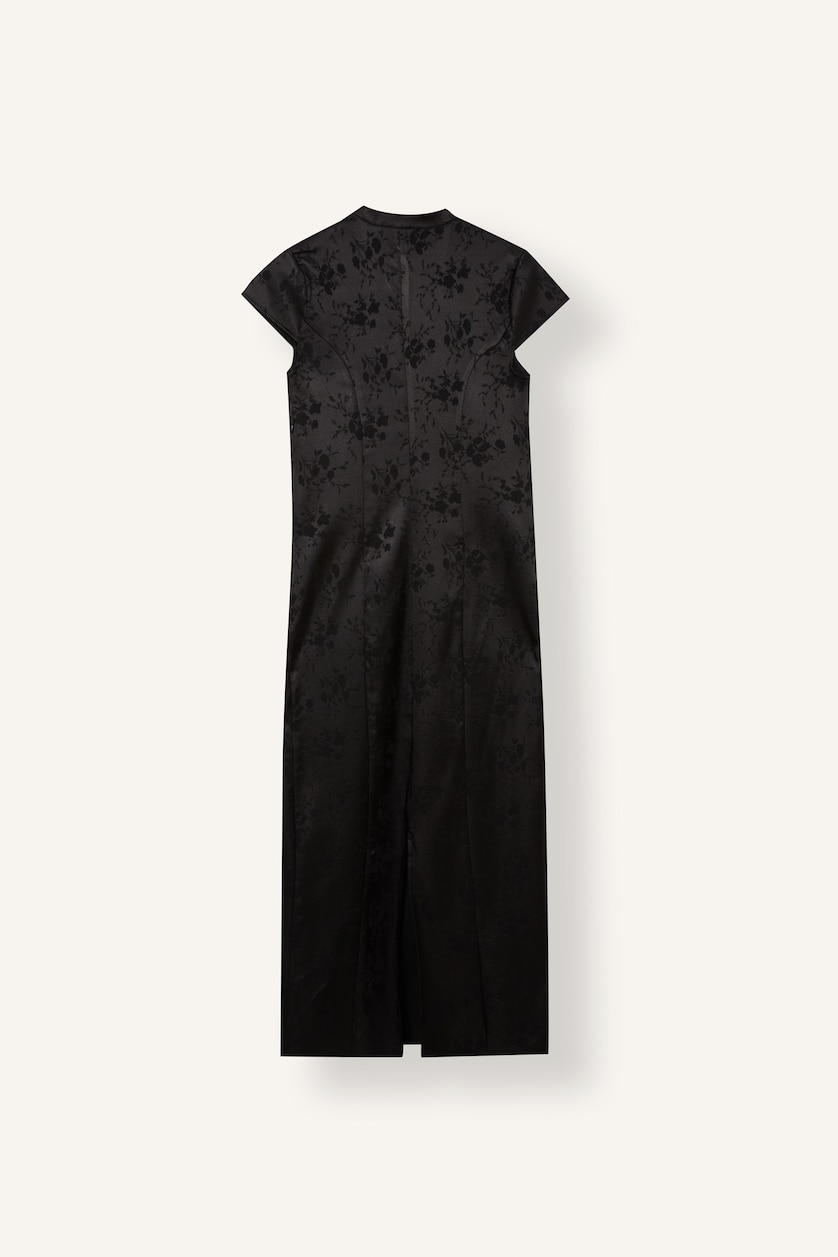 Women Black Satin Midi Dress