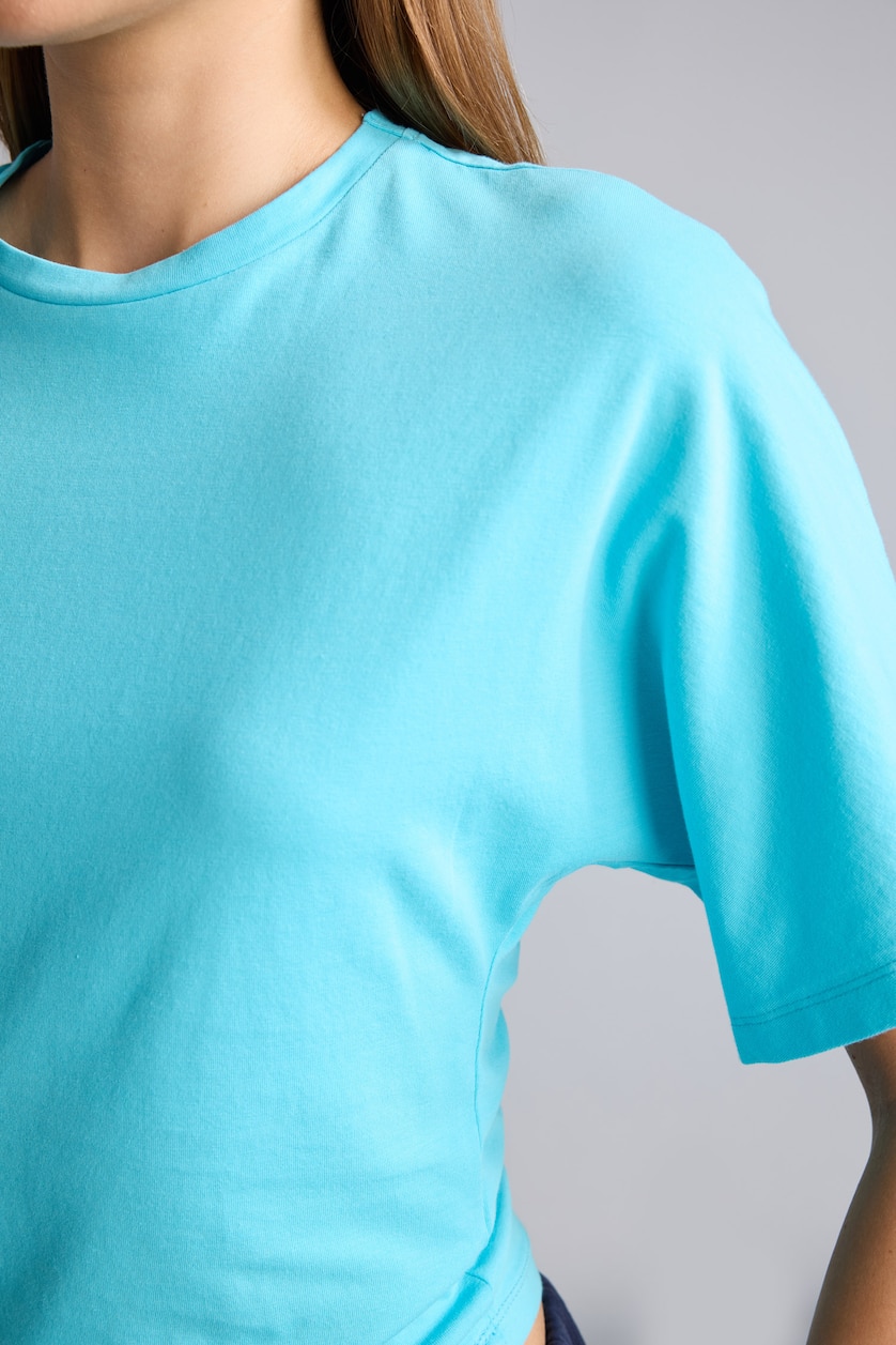 Kadın Deniz Mavisi Slim Fit Basic Tişört