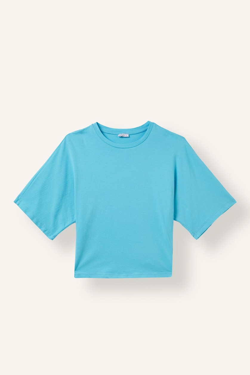 Kadın Deniz Mavisi Slim Fit Basic Tişört