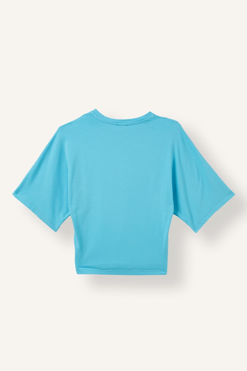 Kadın Deniz Mavisi Slim Fit Basic Tişört