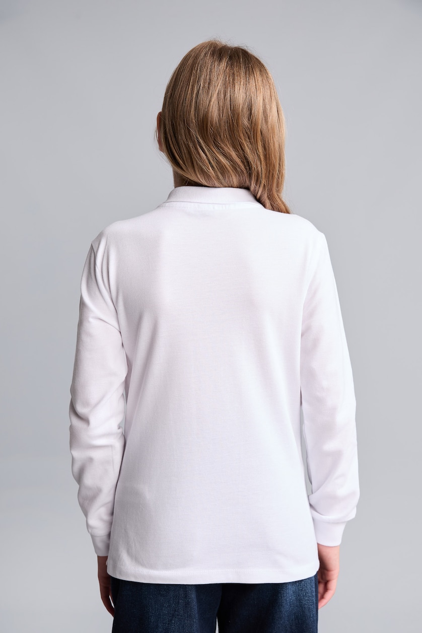 GIRLS & TEENS White Girl 100% Cotton Regular Fit Basic Polo White T-Shirt