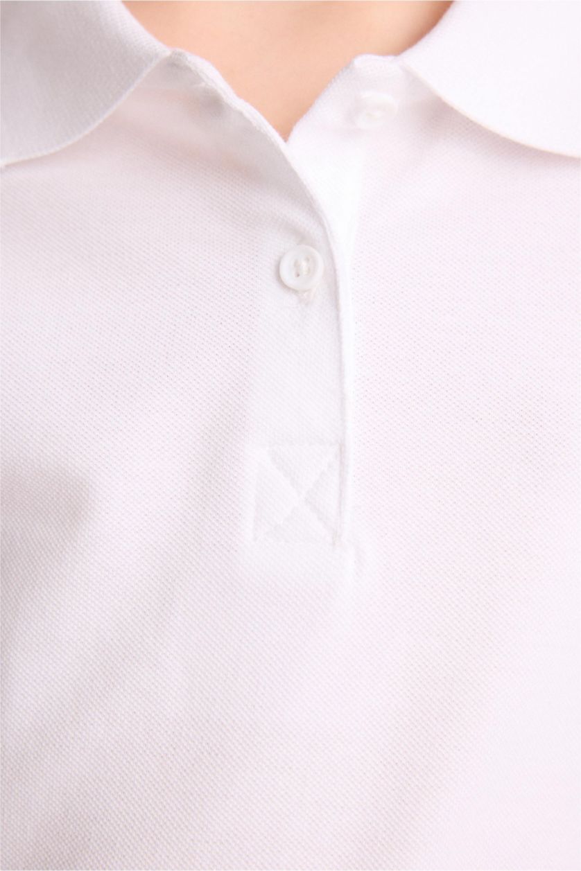 Қыздар Және Жасөспірімдер ақ Қыздарға поло жаға негізгі ұзын жеңді Ұзын жеңді Поло Футболка