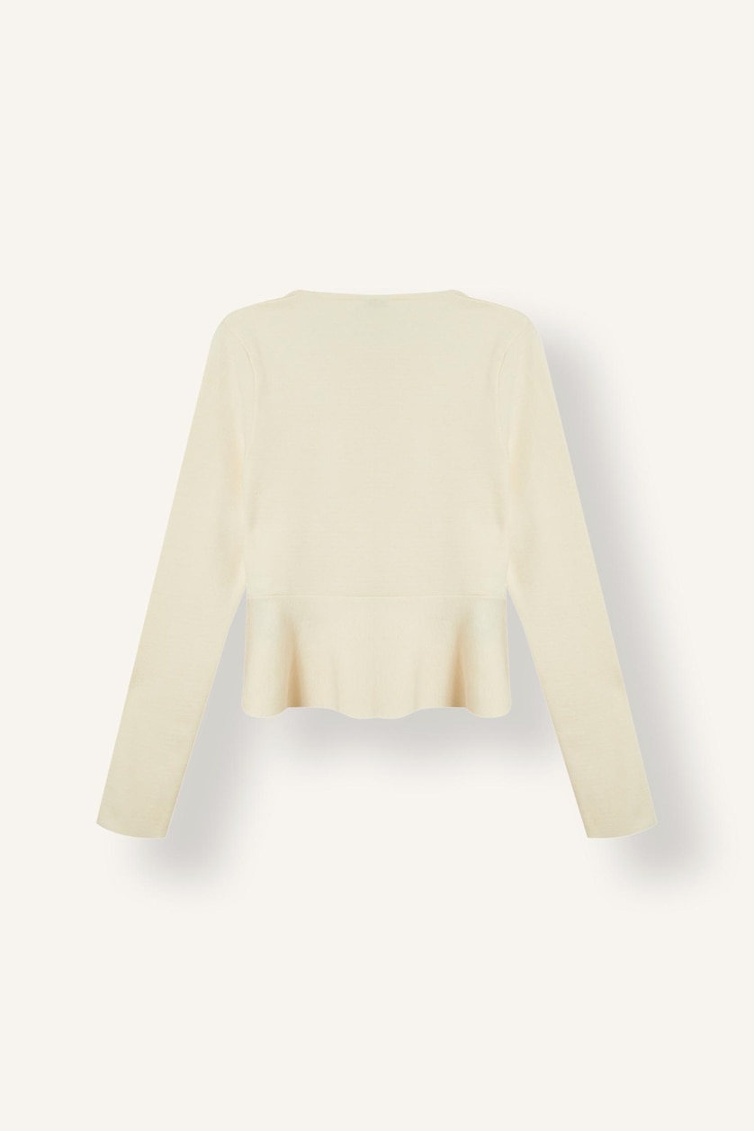 Kadın Ekru Regular Fit Düğmeli Peplum Basic Hırka