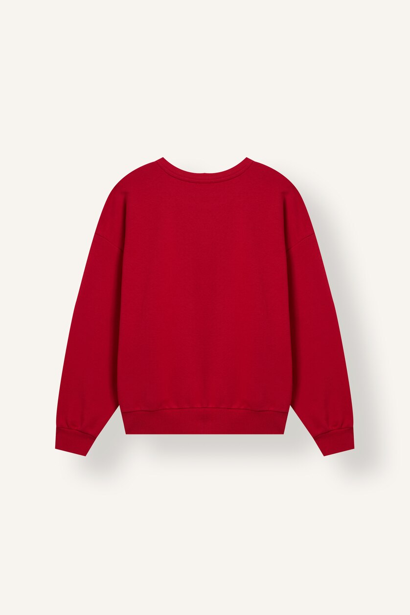 Kadın Kırmızı Bisiklet Yaka Atatürk Baskılı Sweatshirt