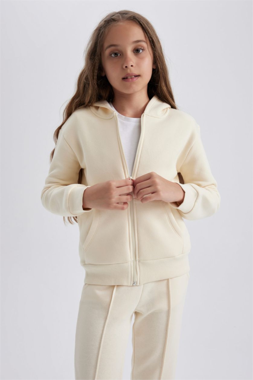 Девочки и подростки Бежевый Кардиган с капюшоном для девочек, Школьная коллекция