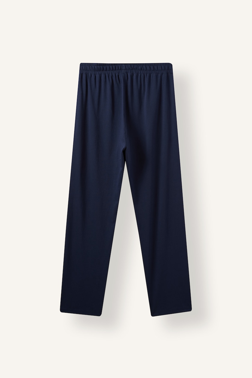 Erkek Lacivert %100 Pamuk New Regular Fit Düz Paça Pijama Altı