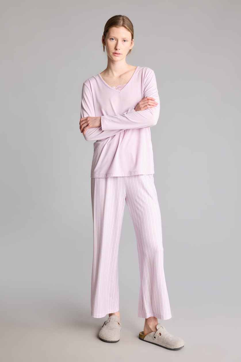 Kadın Açık Lila Regular Fit V Yaka 2'li Takım