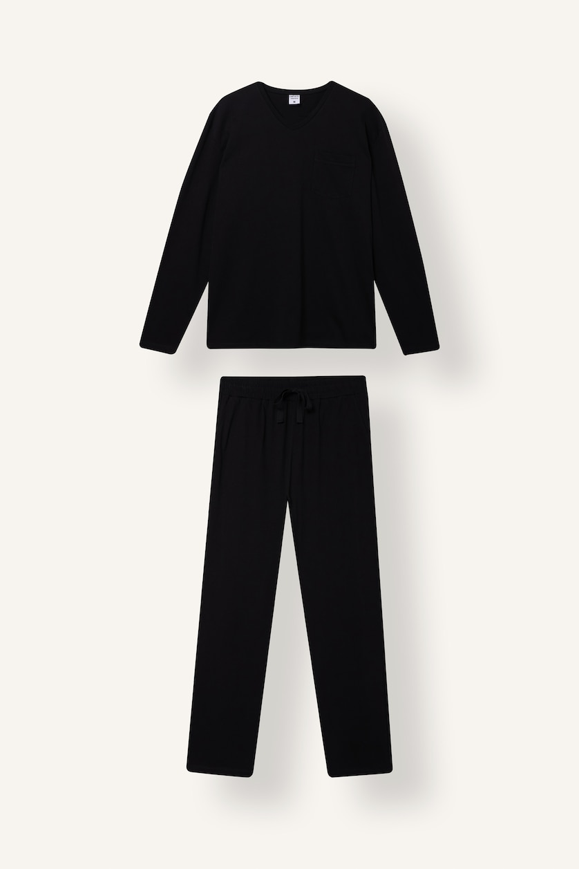 Erkek Siyah Regular Fit V Yaka 2'li Takım