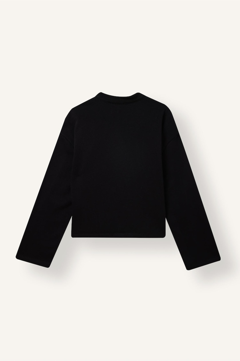 Kadın Siyah Loose Fit Düğmeli Basic Sweatshirt