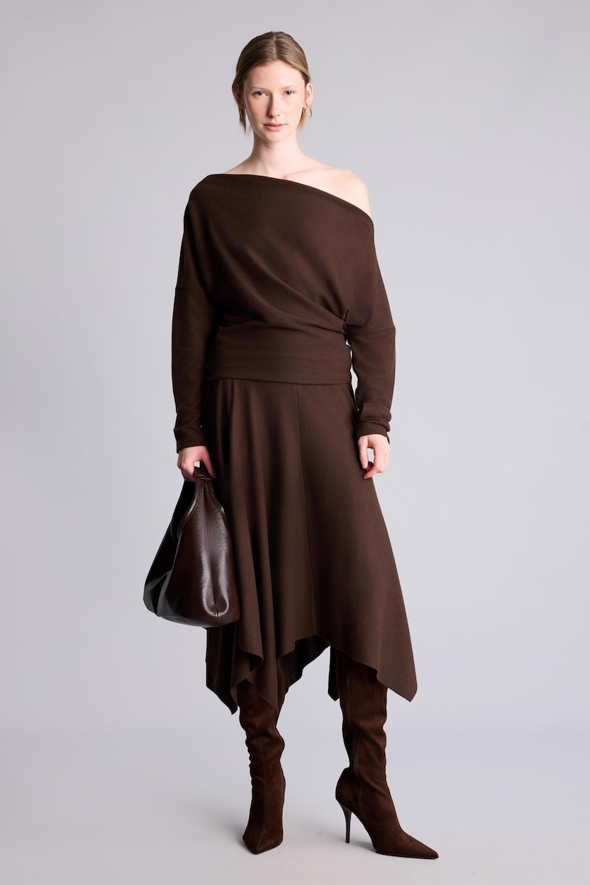 Women Brown A Cut Midi