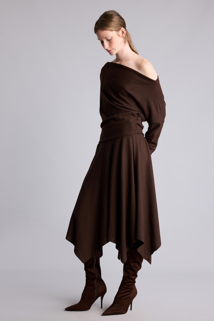 Women Brown A Cut Midi