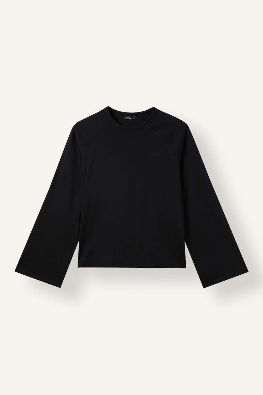 حريمي أسود Relax Fit Long Sleeve T-Shirt