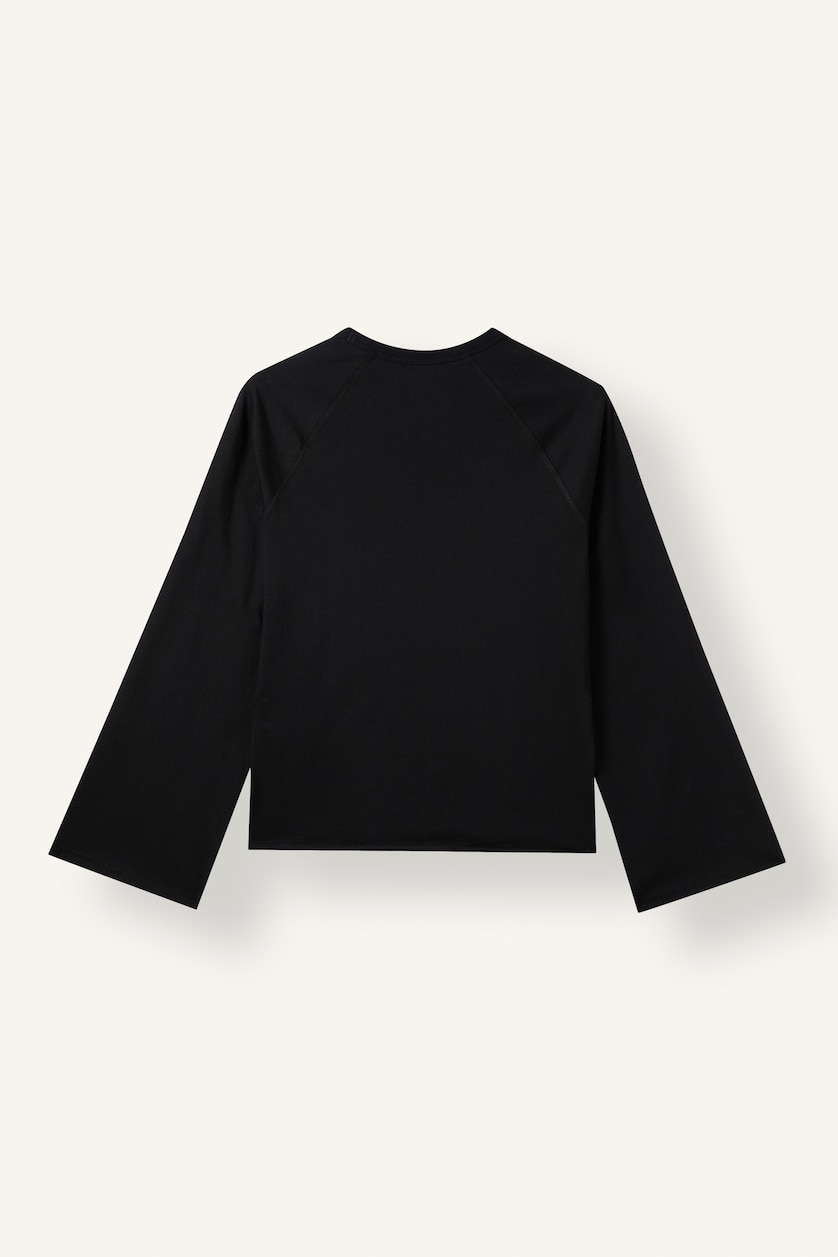 حريمي أسود Relax Fit Long Sleeve T-Shirt